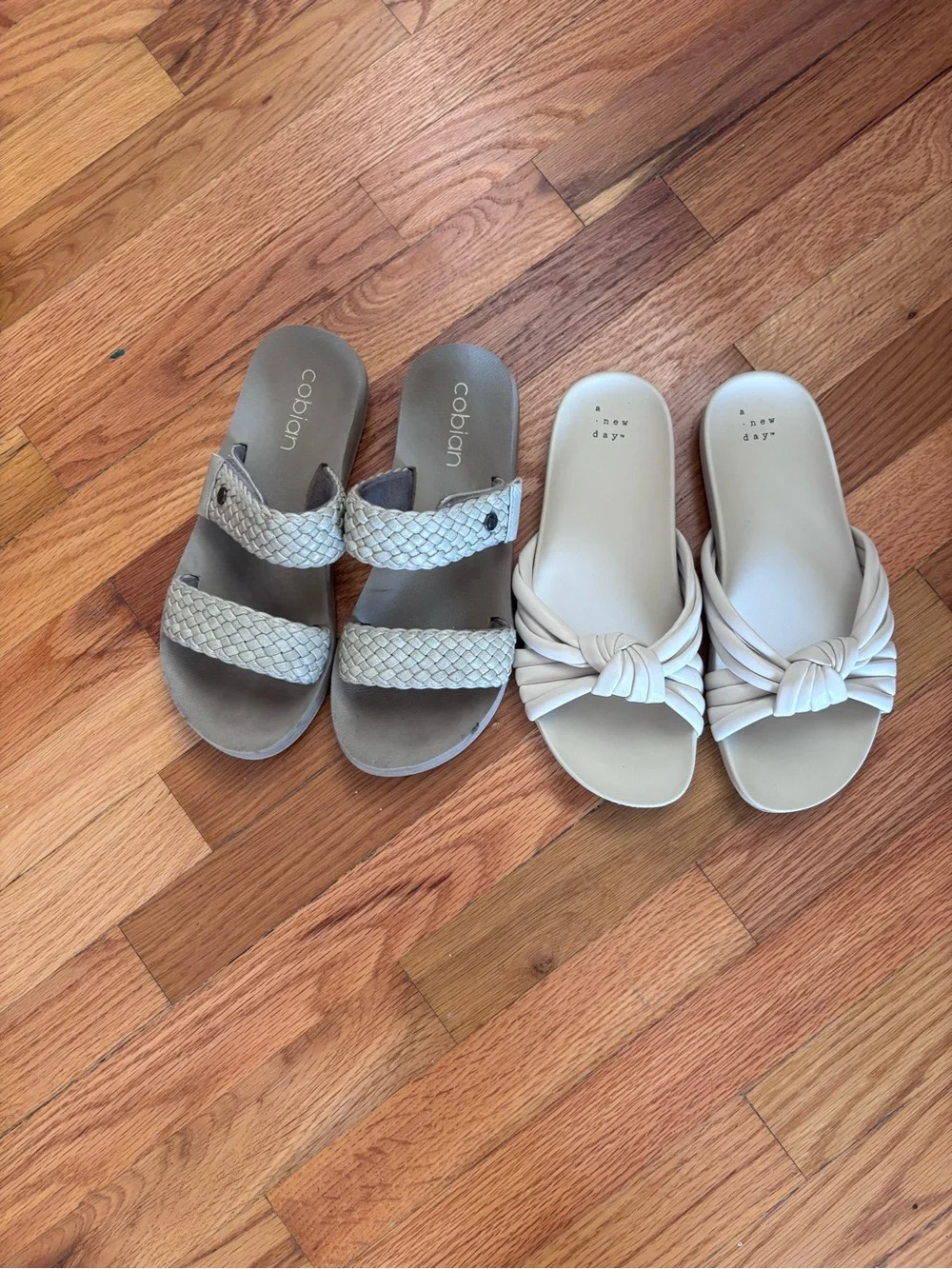 Cobian Women's Cream Braided & Knotted Slide and A New Day Sandal Duo